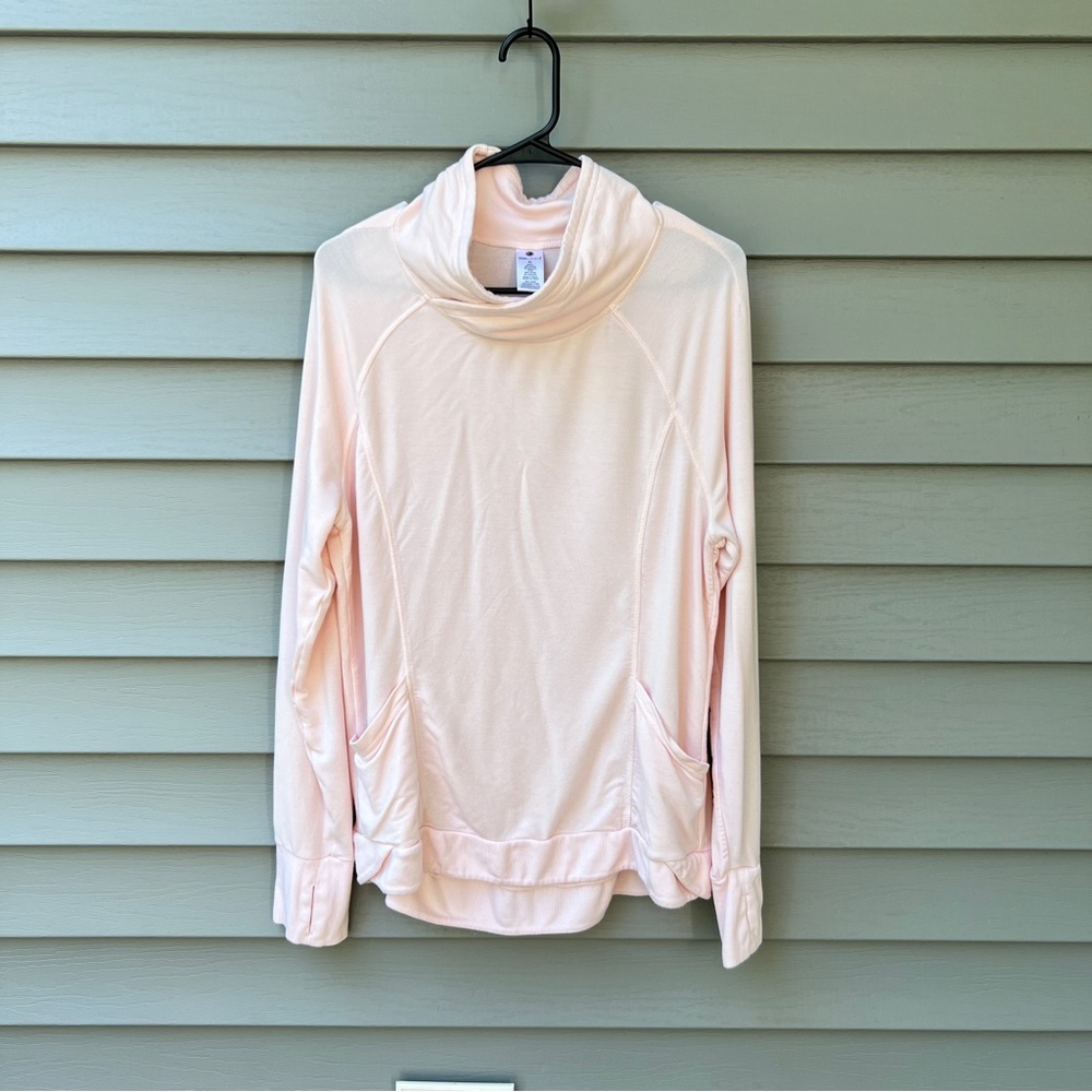 Yogalicious Pink Long Sleeve Yoga Top Shawl Neck Side Pockets Women’s XL
